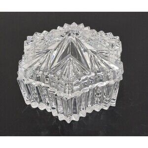 Vintage Circleware Stella Star Glass Covered Candy Dish Trinket Box Clear...